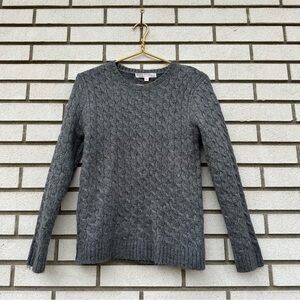 Jade & Ivory Gray Fisherman Cable Knit‎ Crewneck Sweater Medium Preppy Classic